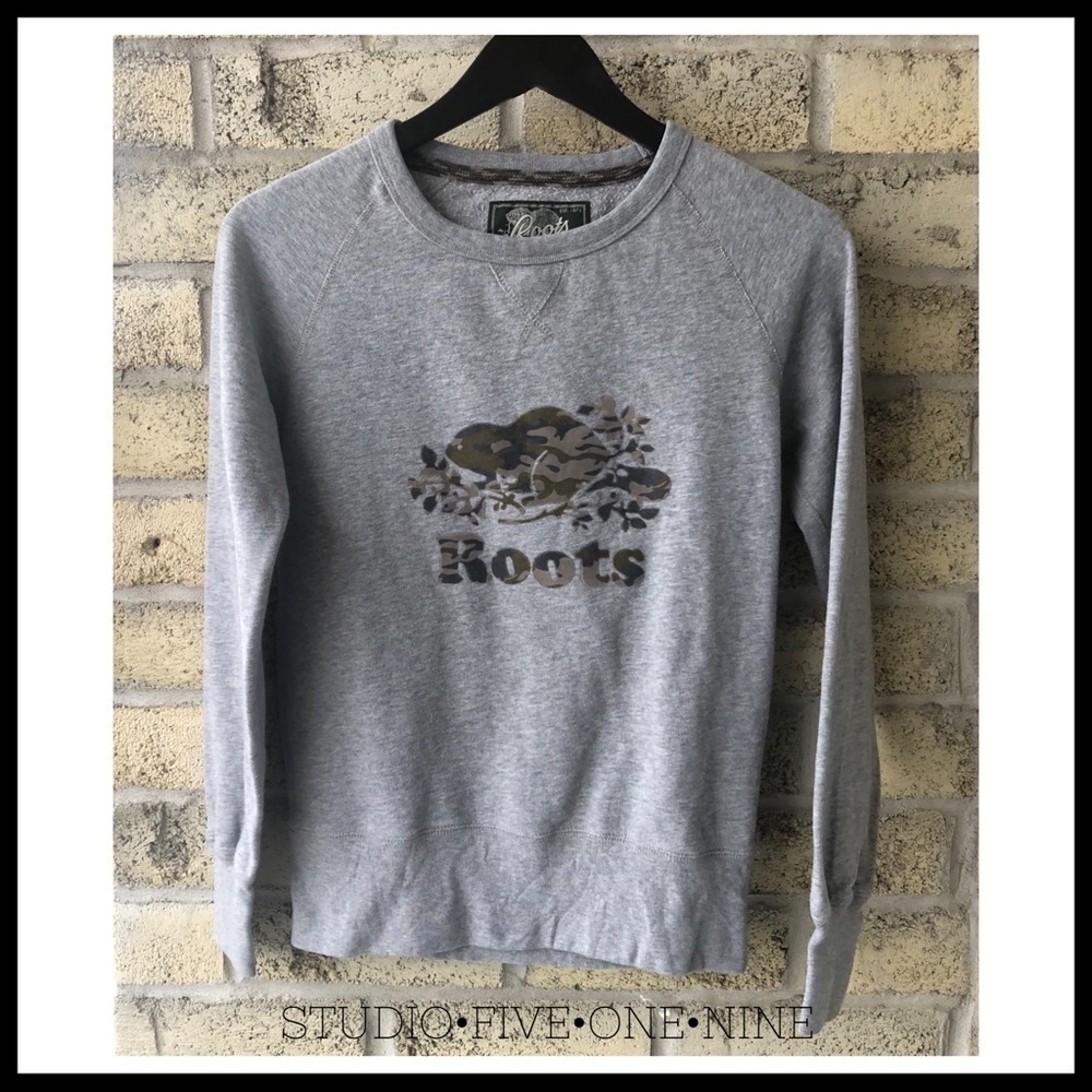 ROOTS Camo Logo Crew Sweatshirt